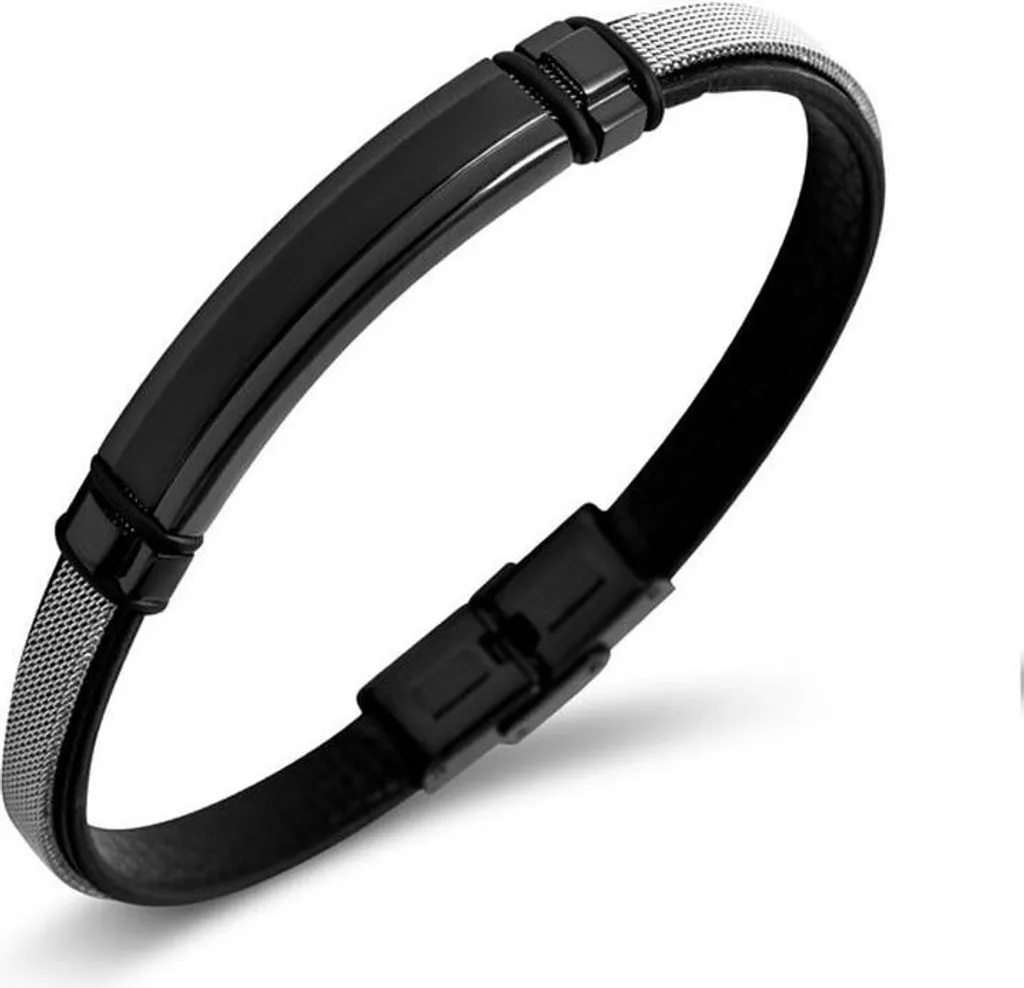PierreRicaud-PR647.5BL Bracciale in Acciaio Nero: Resistenza Pura