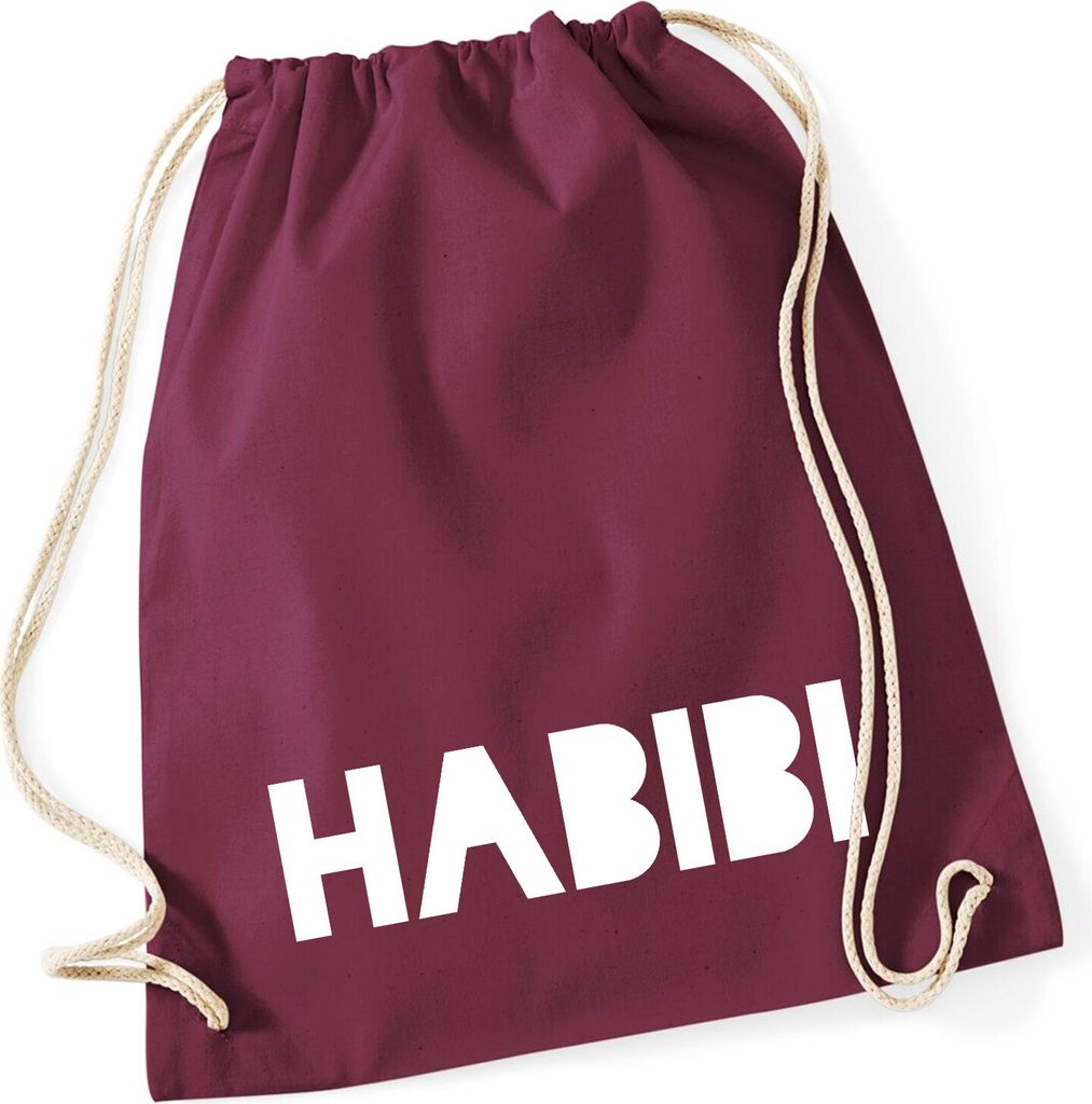 Huuraa Turnbeutel Habibi Schatz Freund 12 Liter Burgundy Baumwolle Rucksack Geschenkidee