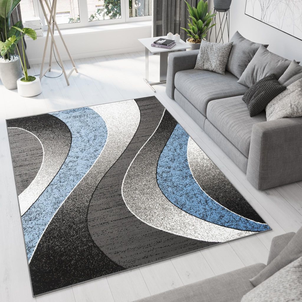Tapiso Teppich DREAM Modern Wohnzimmer Grau Schwarz Blau 80 Produktbild 