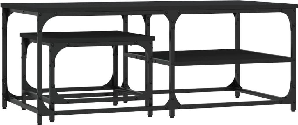 vidaXL Satztische 2 Stk. Schwarz Holzwerkstoff