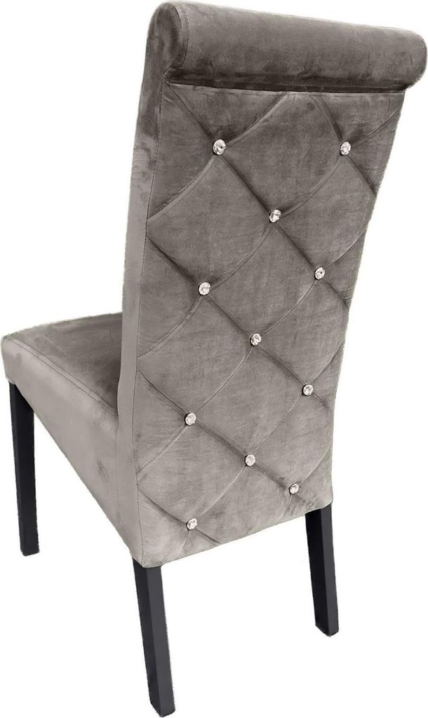 Ares Meble Esszimmerstühl K6 - Esszimmerstuhl Holz - Küchenstühle, Essen Stuhl - Esstisch Stühle Glamour - Samt Grau - Schwarz