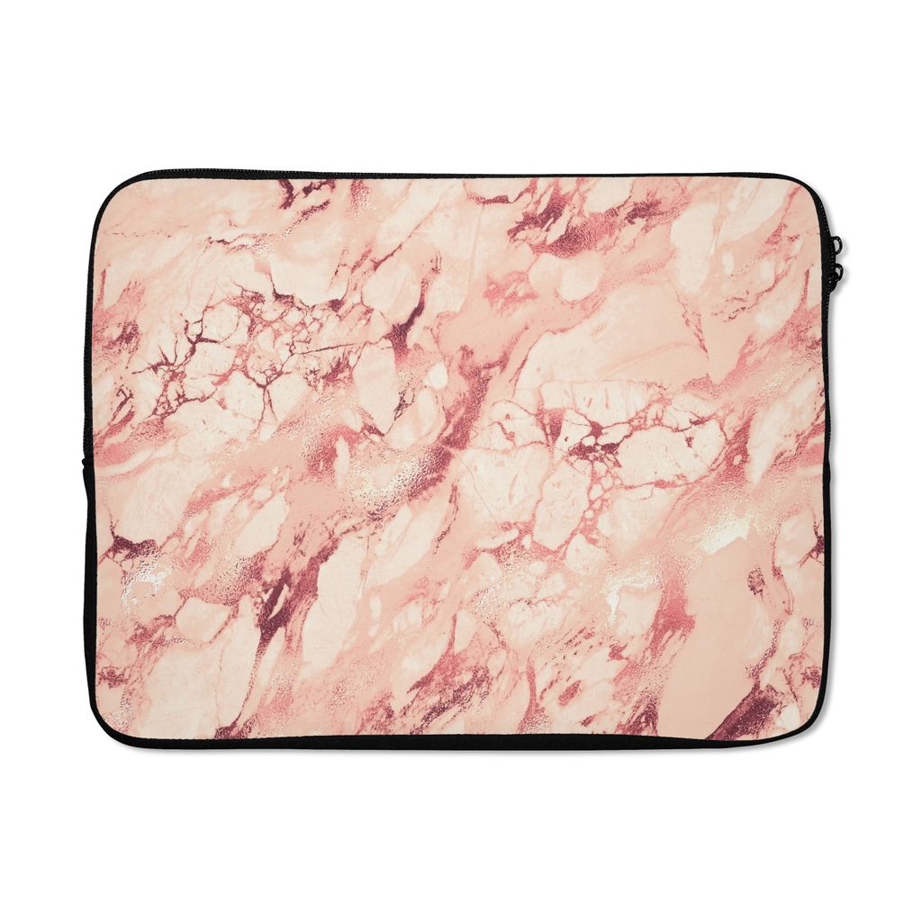 MuchoWow Laptop Hülle 17 Zoll Laptoptasche Rosa - Steine - Marmor - Zipper - Schutzabdeckung