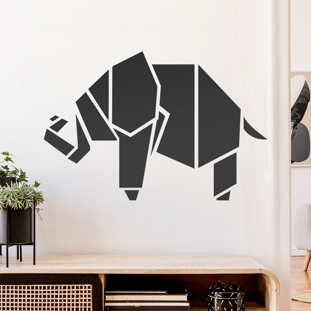 Papierfalten Elefant Wandtattoo Wandaufkleber Wall Sticker - Dekoration, Küche, Wohnzimmer, Schlafzimmer, Badezimmer