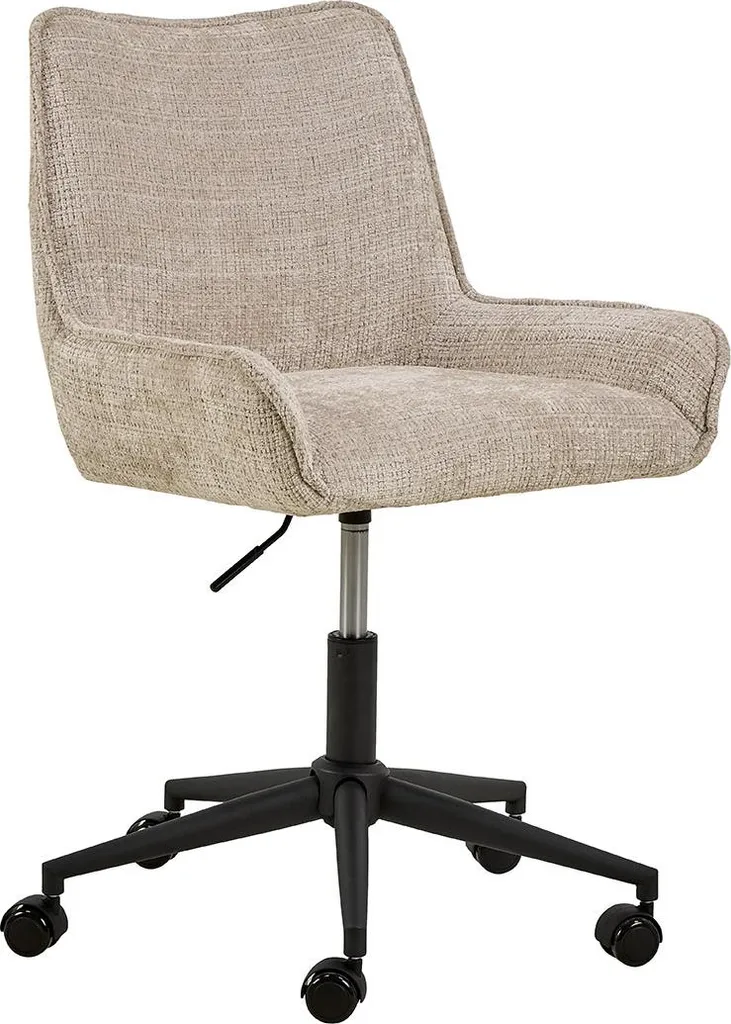 Fauteuil de bureau Eddie beige à roulettes, siège de travail élégant