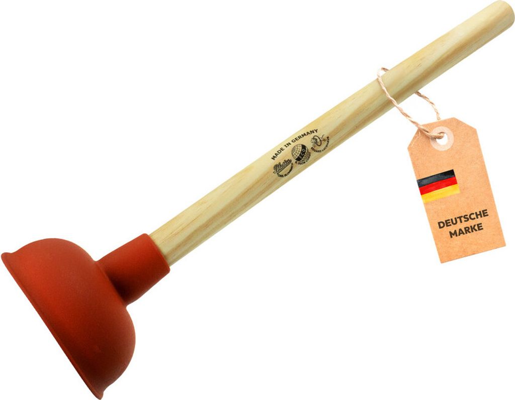 Dönges Ausgussreiniger Pömpel mit Holzstiel | Ø 110 mm Saugglocke | extra Saugkräftig | Abflussreini
