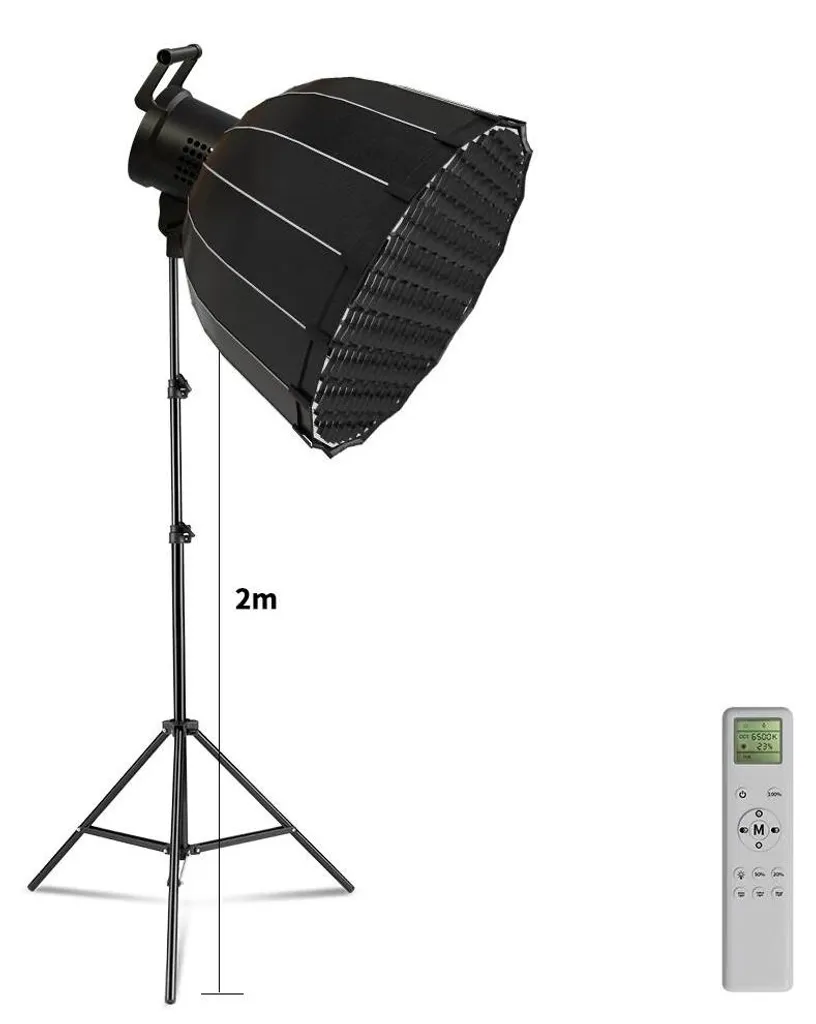 Éclairage COB Photographie 5600K avec Softbox 90cm et Trépied Réglable