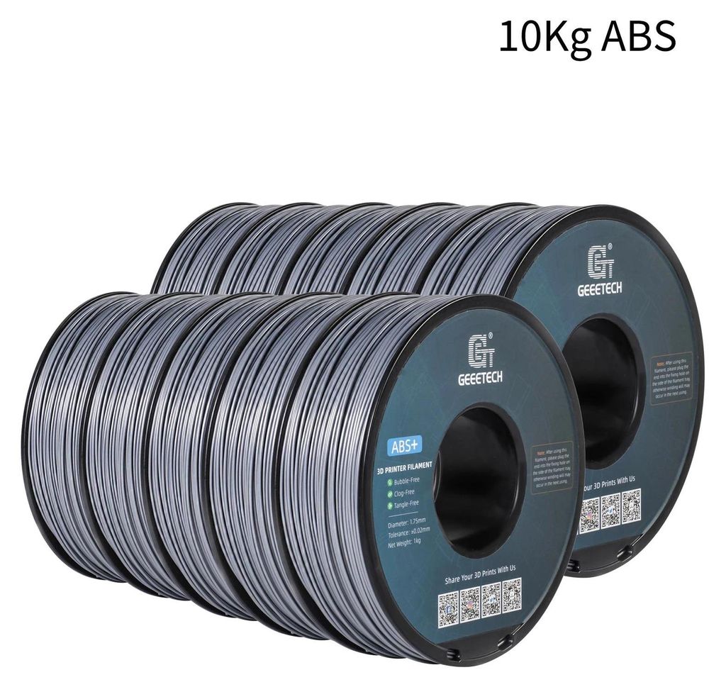 ABS+ 3D-Drucker-Filament - 1,75 mm - 10 kg Spule - Vakuumverpackt - Silber