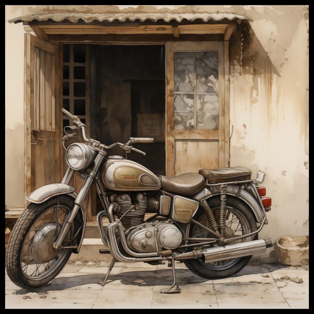 Plakat 90x90cm Motorrad Einsame Flucht