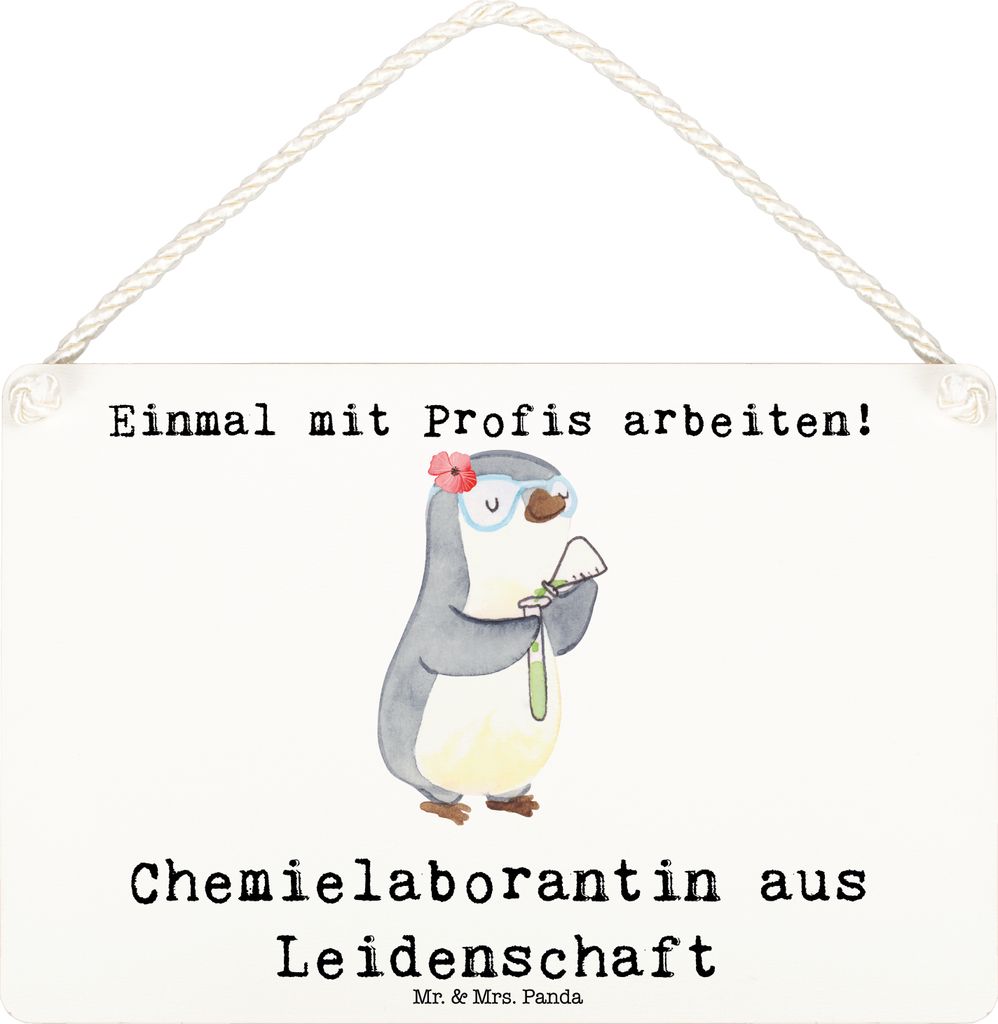 Mr. & Mrs. Panda Schild Chemielaborantin Leidenschaft DIN A6 - Weiß - Geschenk, holzbild, Türschild, Wandbild Holz, Beruf, Wissenschaftlerin, Lab...