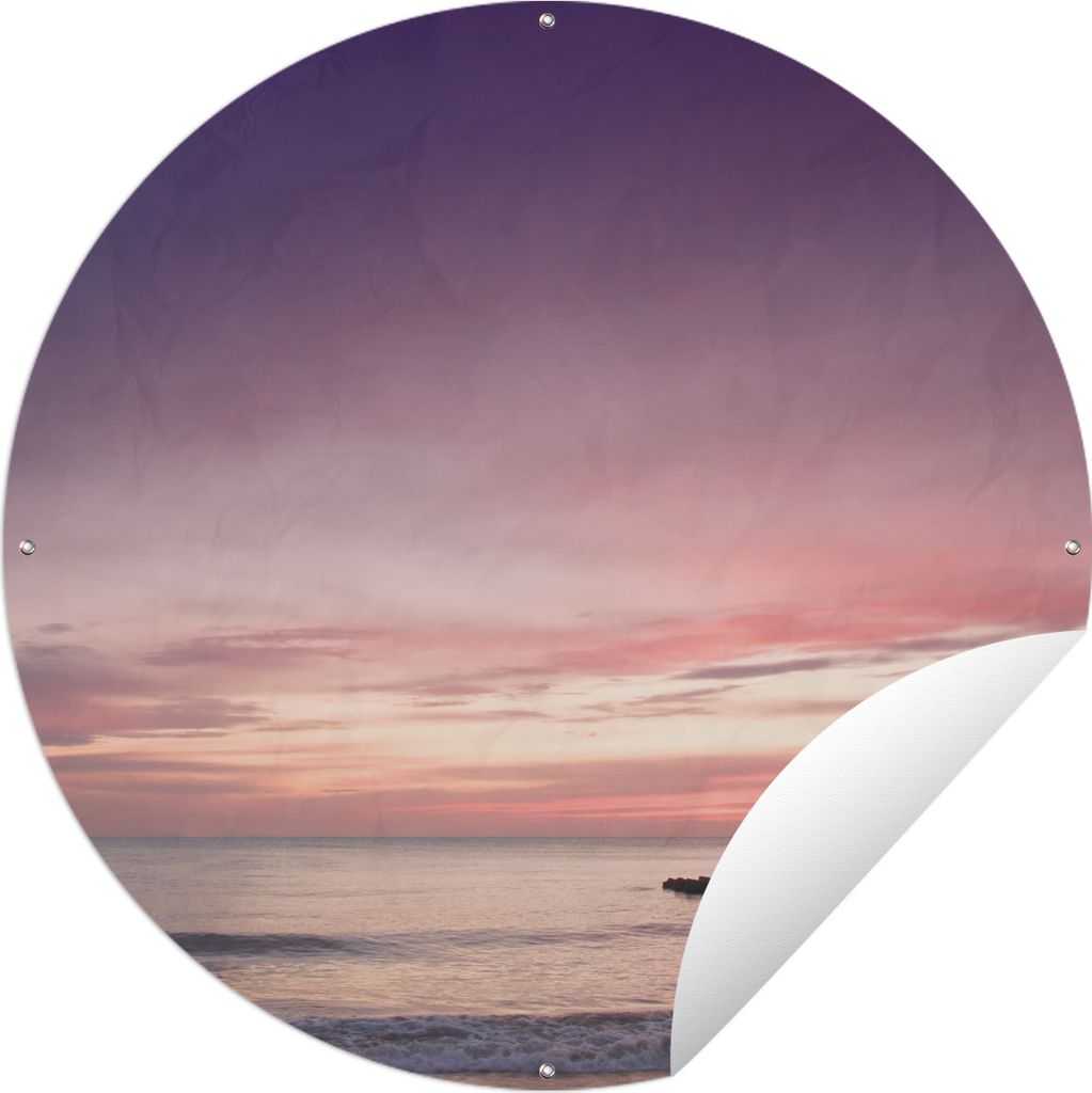 MuchoWow Gartenposter Outdoor-Poster Rund Himmel - Lila - Meer Ø 60 cm Gartendeko Rundes Poster draußen