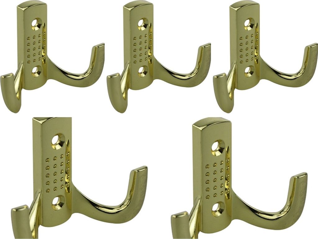 5er Pack Kleiderhaken Ausführung Gold Optik Mantelhaken Garderobenhaken Metall