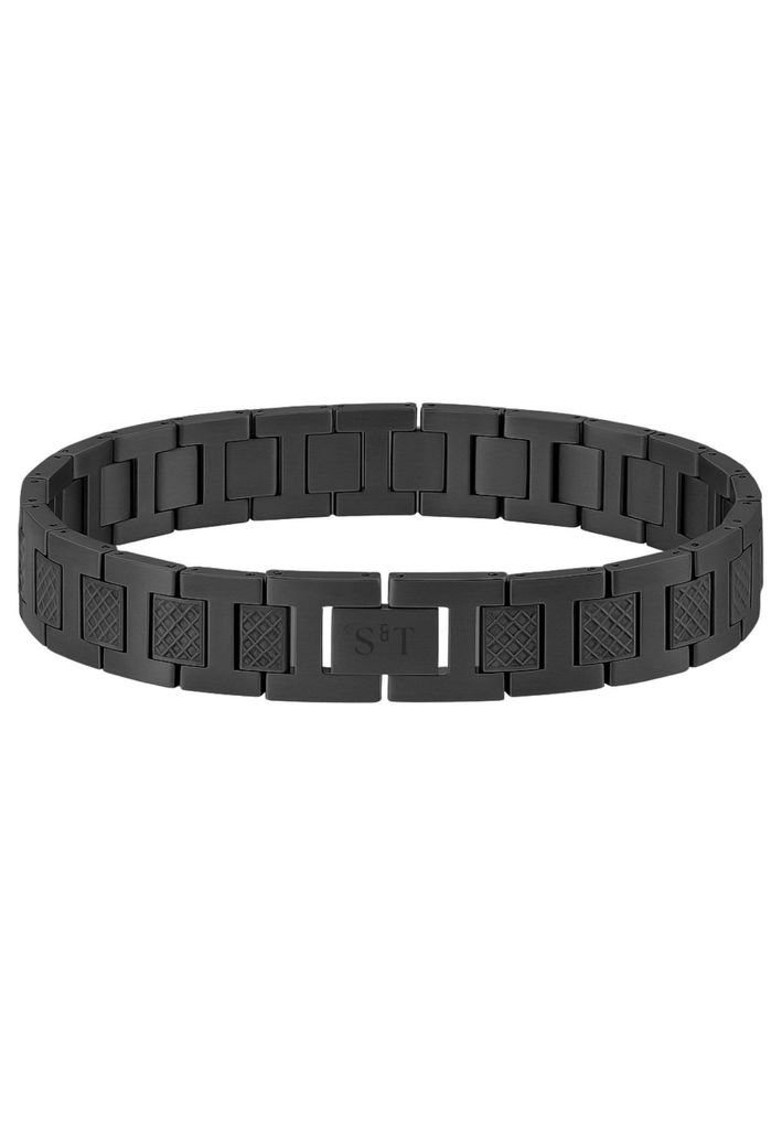 S&T DESIGN Edelstahlarmband Herren Edelstahl Armband Schwarz Silber (Solides 316L Edelstahl, Metall), Knebelverschluss Armband für Herren