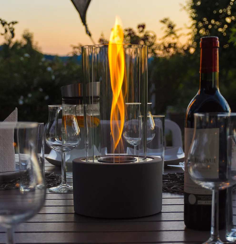 Cheminée de Table Sans Fumée ni Odeur - Foyer Bioéthanol Sécurisé en Béton