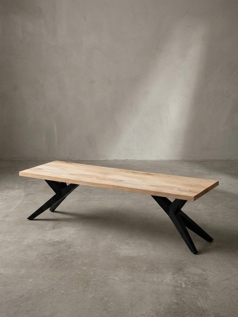 Esszimmerbank 120x45x45 cm Akazie Massivholz Metall Loft-Style, Esstischbank Holzbank Massiv ohne Lehne, Küchenbank Essbank Industrial, Sitzbank E...