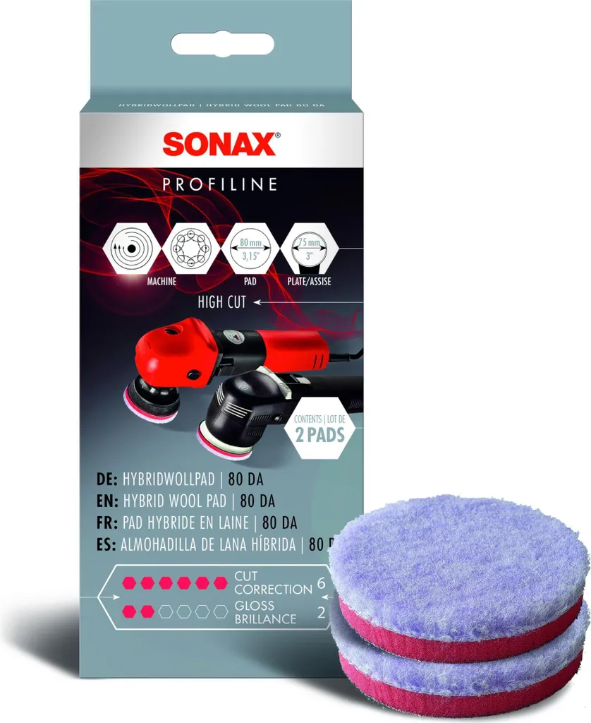 Éliminez les défauts sévères avec le SONAX HybridWollPad 80 DA lot de 2