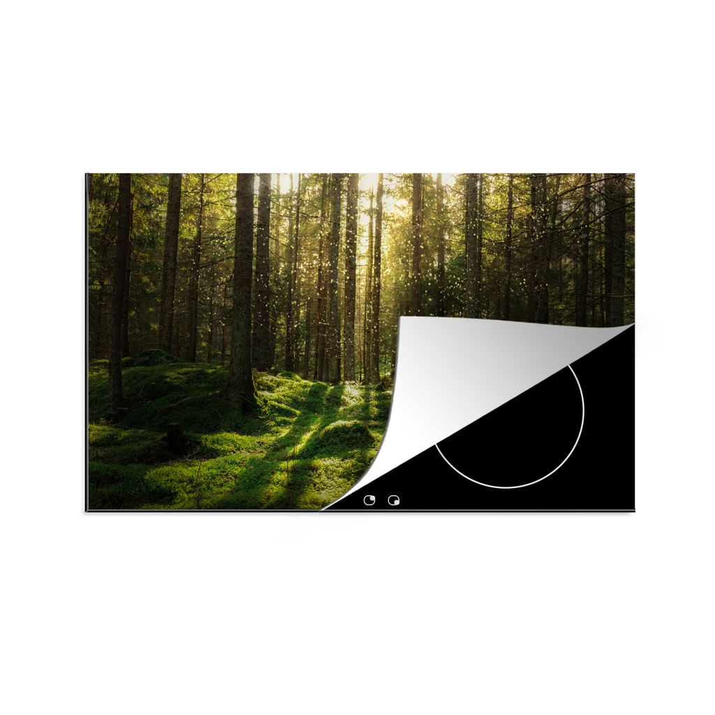 KitchenYeah Herdabdeckplatte Bäume - Wald - Moos - Pflanzen - Sonne - Natur , 89x51cm, Küche Deko, Glaskeramikkochfeld Herdabdeckung, Abdeckpla...