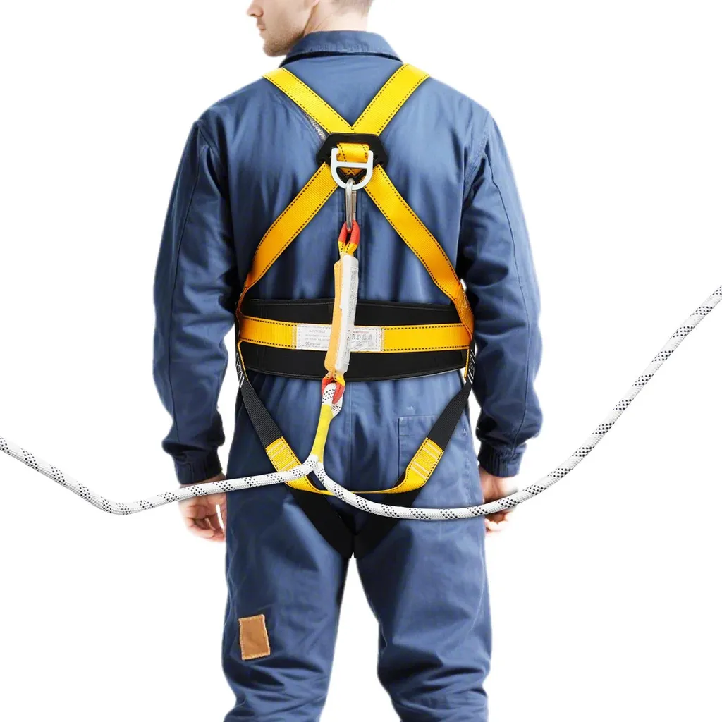 Harnais de sécurité complet avec longe 2m en polyester jaune - Sécurisé