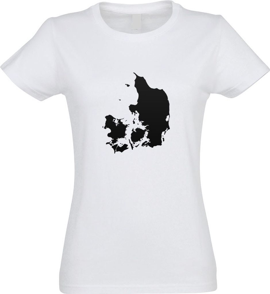 Kiwistar - T-Shirt tailliert - Damen - Weiss - Dänemark - Dänisch Umriss - mit Motiv Bedruckt - Funshirt Design - Sport - Freizeit - Damen - XXL