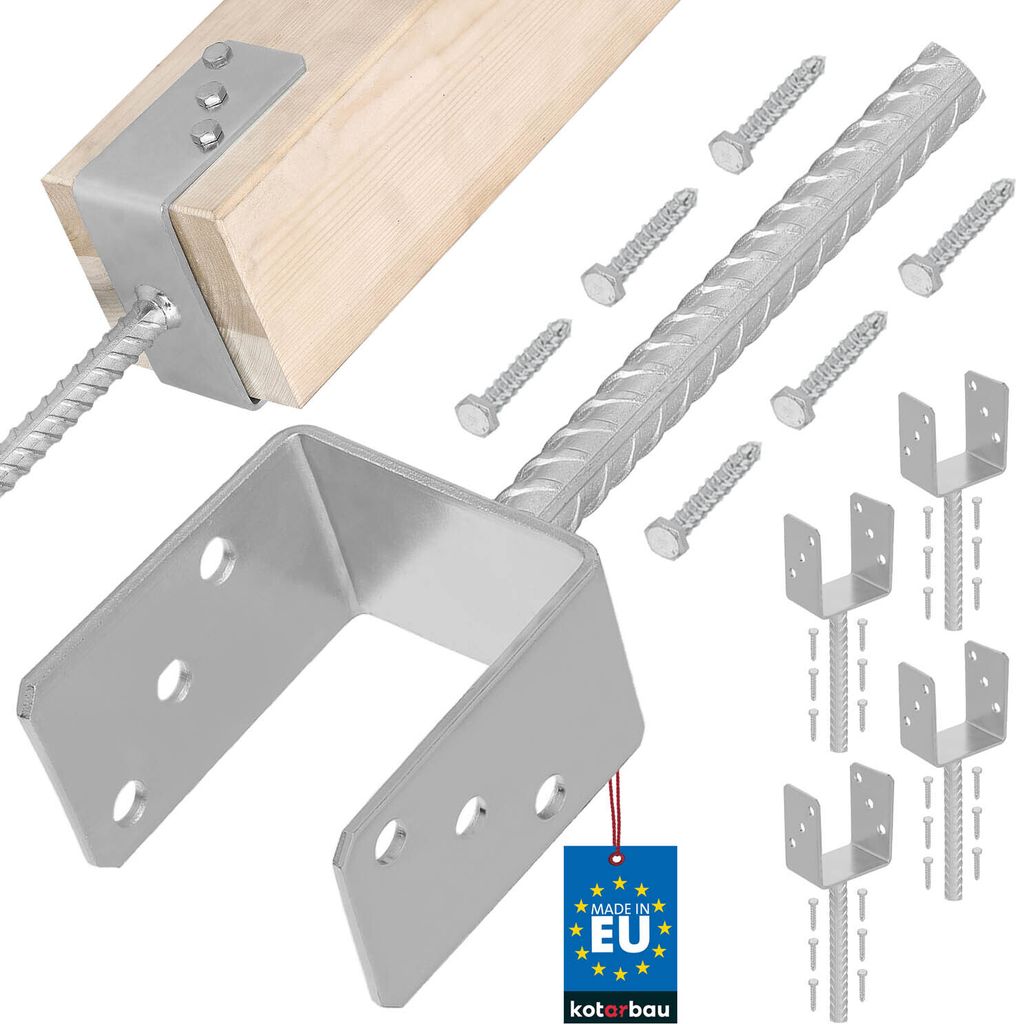 KOTARBAU® 4 pz Supporto per Pali Acciaio Zincato 101 mm Immagine del prodotto 