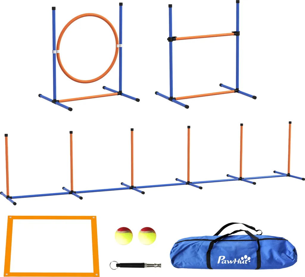 Attrezzatura Agility Dog PawHut | Kit 4 in 1 Professionale Regolabile