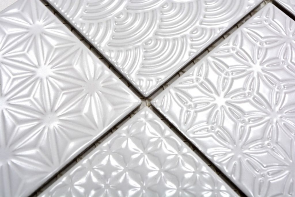 Handmuster Retro Vintage Mosaik Fliese Keramik weiß Spirit weiß MOS22B-0104_m