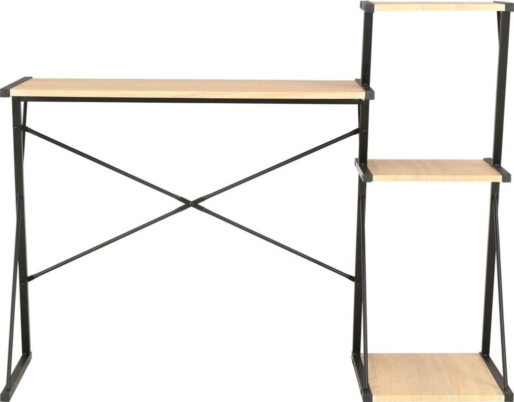 vidaXL Bureau met plank, zwart en eikenhout, 116x50x93 cm Productafbeelding 