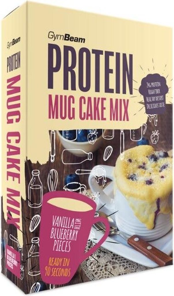 GymBeam Protein Mug Cake Mix 500 g Vanille mit Heidelbeerstcken
