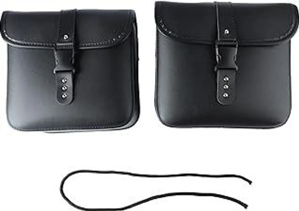 Set Borse Laterali Moto Custom Universali Finto Cuoio Nero