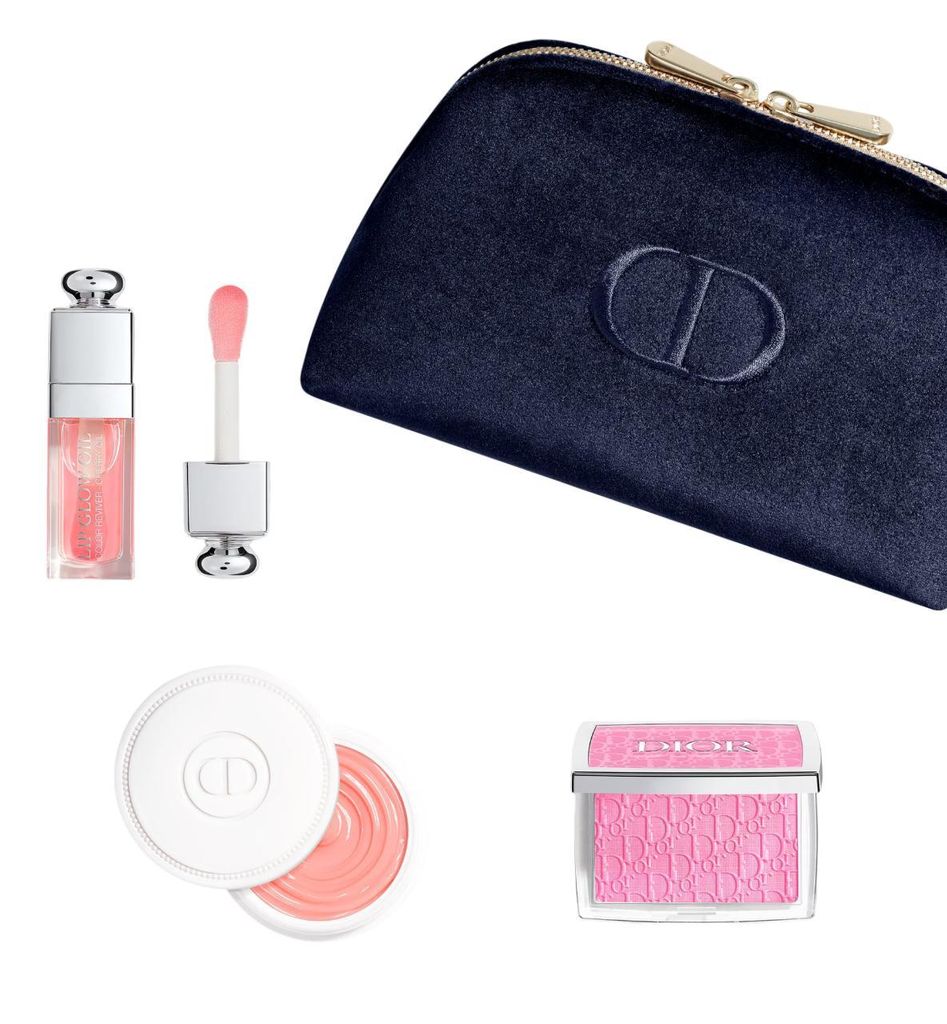 Natural Glow Ritual Set Christian Dior: Backstage Rosy Glow, Blush Compact Powder, 001, Pink, 4,6 g + Addict, Glossy, Lip Oil, 001, Pink, 6 ml + Abric
