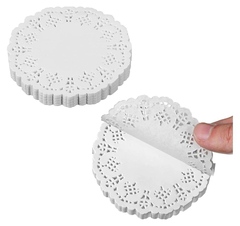 300 Stück runde weiße Papieruntersetzer mit Spitzenrand für Tassen, ideal für Hochzeiten, Partys und Bastelarbeiten (9 cm)