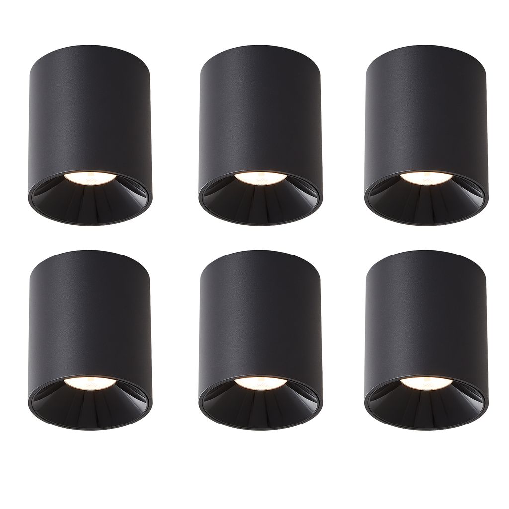 ZMH LED Deckenleuchte 6ER Aufputz 7W Deckenspots Warmweiß Aufbauspot Schwarz Aufbaustrahler Rund Deckenstrahler Klein für Küche Wohnzimmer Esszi...