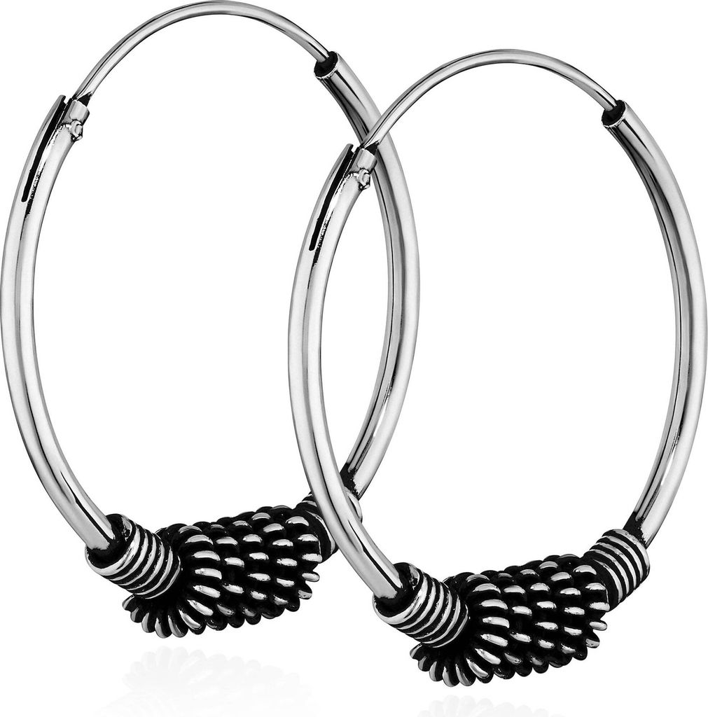 Paar 925 Sterling Silber Keltische Celtic Gothic Creolen Massiv 20mm 7272