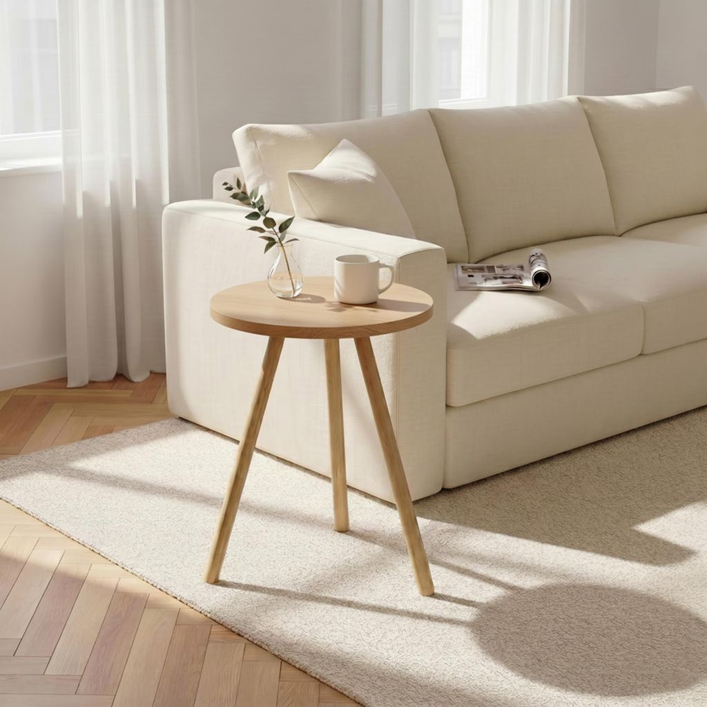 Carenza Home Beistelltisch Rund Eiche Dreibein Holzbeine Produktbild 