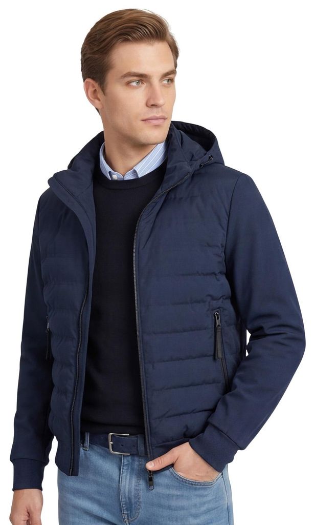 cel dunkelblaue gesteppte Jacke mit Kapuze People of Shibuya Yokorte
