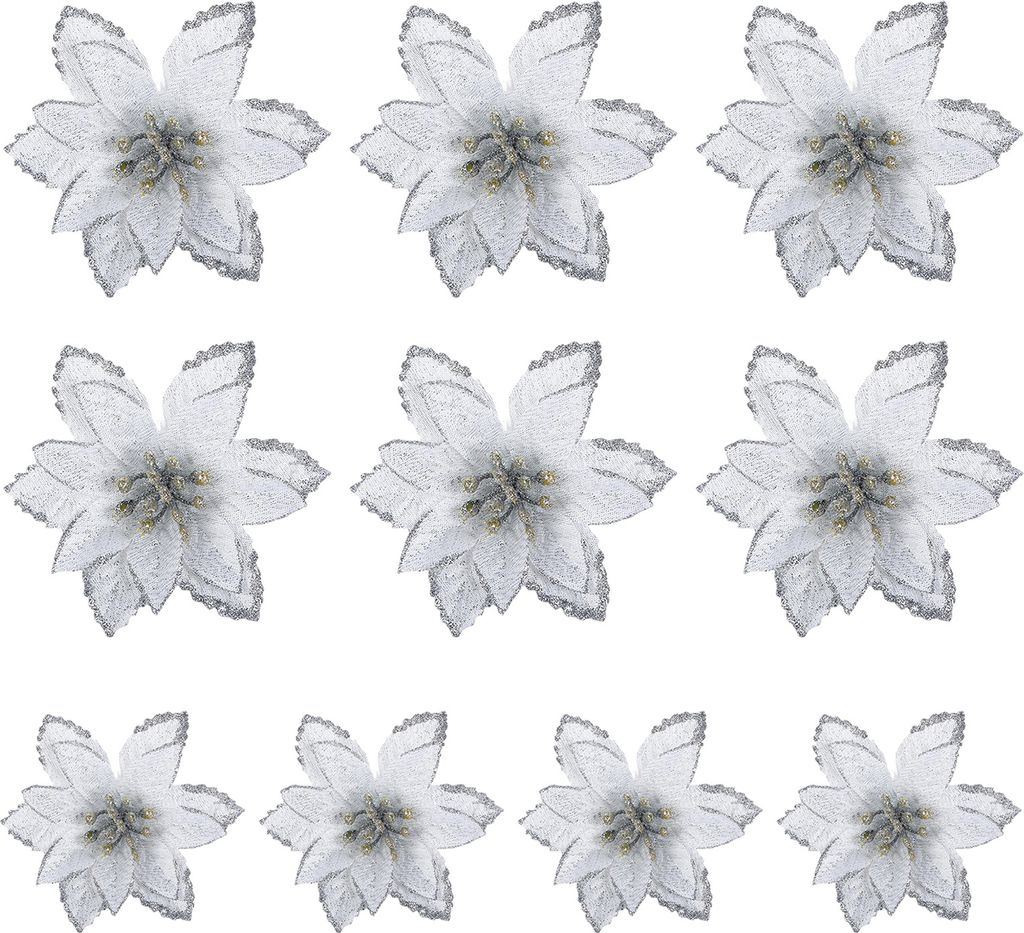 10 PCs/Set künstliche Weihnachtsblume Helle Farbe Erhöhung Produktbild 