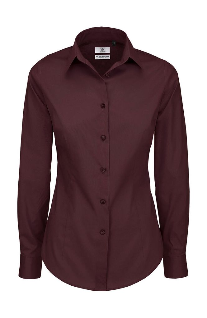B&C Damen Business Bluse Oberteil T-Shirt Longsleeve Shirt langarm, Größe:XS, Farbe:Luxurious Red