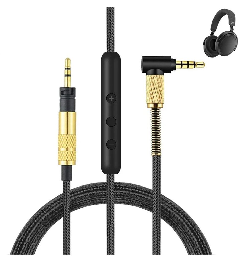 A close-up view of headphone cables and connectors.
