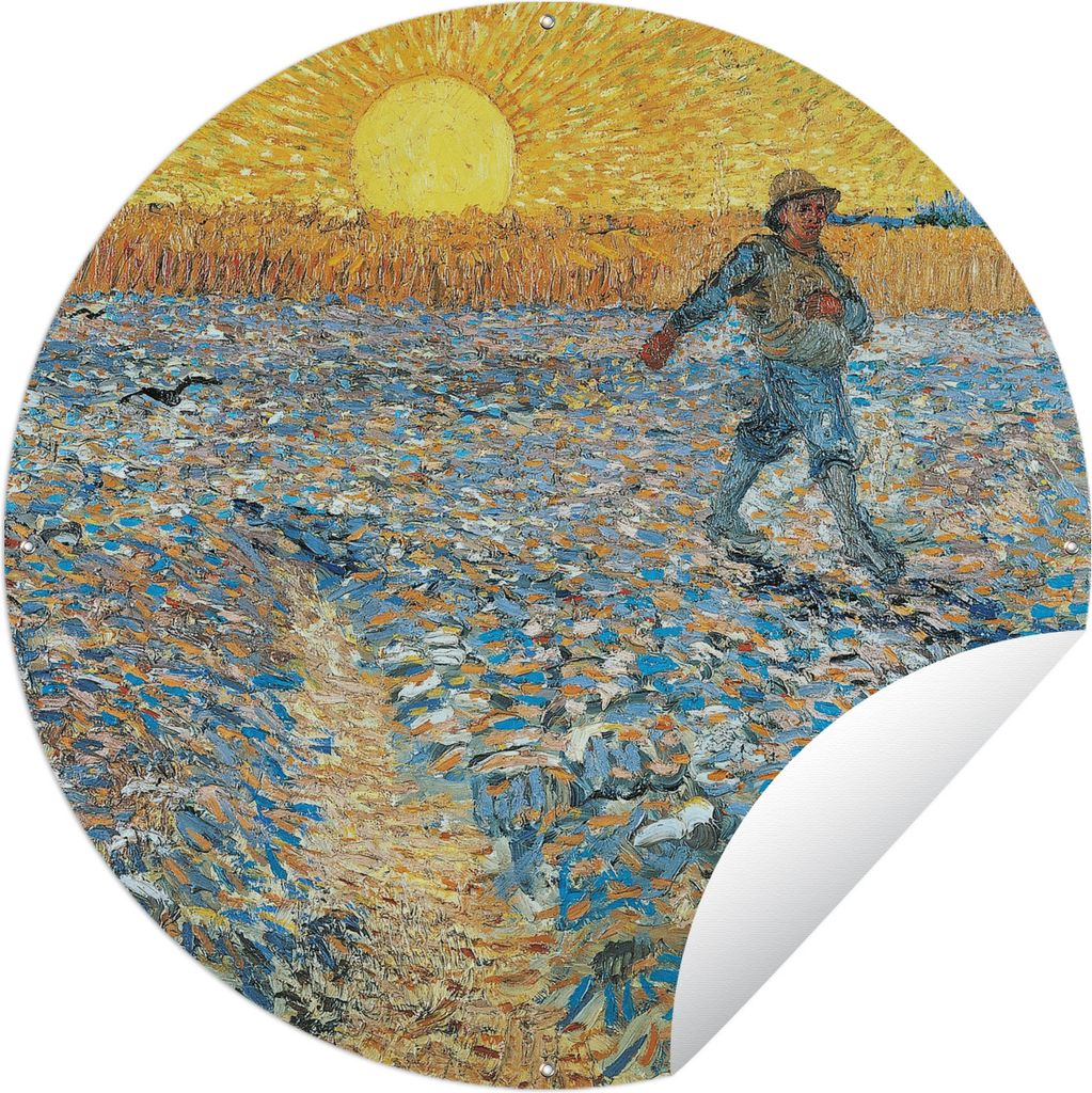 MuchoWow Gartenposter Outdoor-Poster Rund Der Sämann - Gemälde von Vincent van Gogh Ø 90 cm Gartendeko Rundes Poster draußen