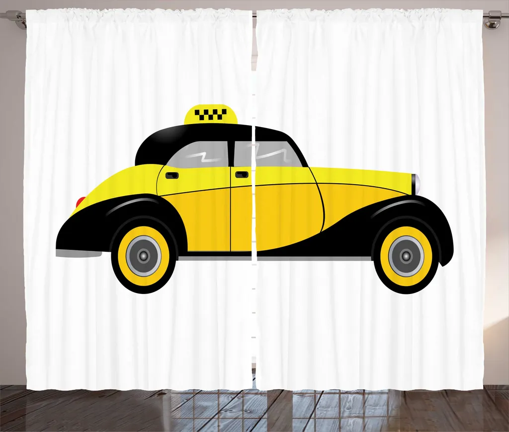 Rideaux de Salon Style Rétro New York 280x225 cm avec Ruban Universel