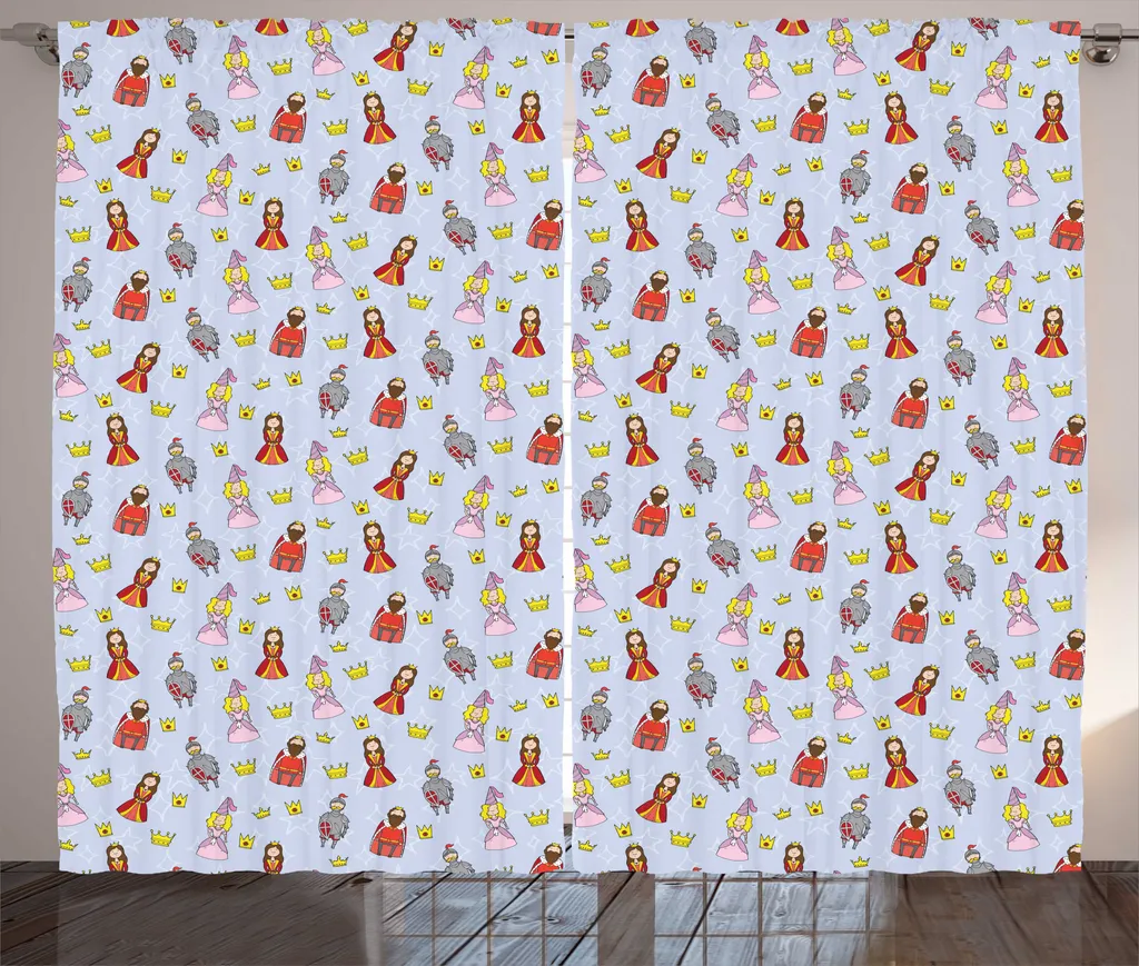 Rideaux Multicolores Thème Médiéval avec Boucles et Crochets Inclus