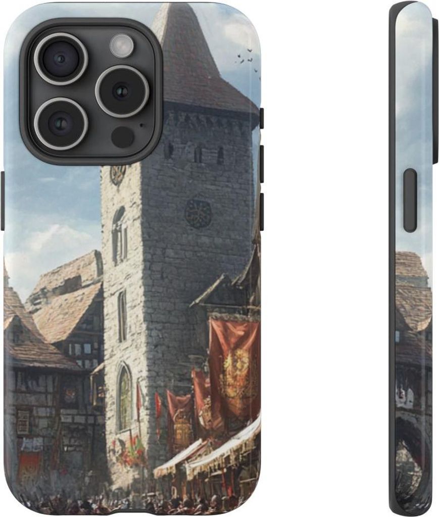 Mittelalterliche Dorfstraße – Hülle Kompatibel mit iPhone 15 Pro