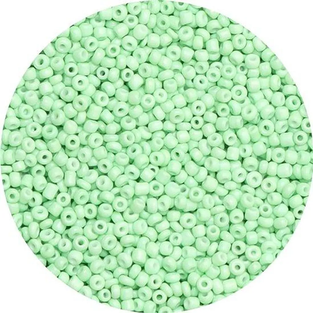 Perles de rocaille vertes en verre 2 mm pour tissage et broderie d'art