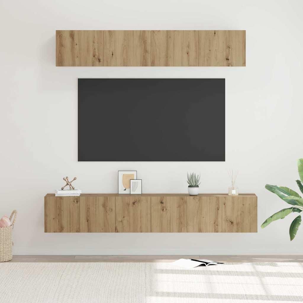 Möbel TV-Schrank Set 5er set Eiche handwerklich Mittel 80 x 30 x 30 cm TV-Schränke20254936