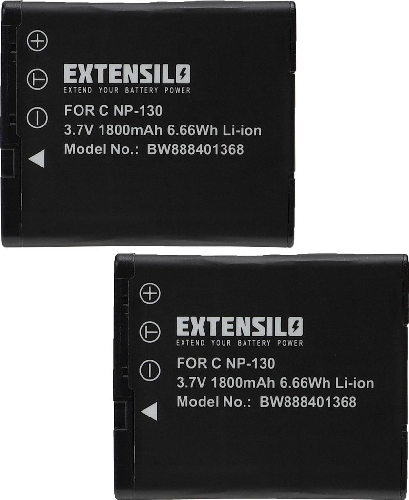 EXTENSILO 2x Akku Ersatz für Casio NP-130, NP-130A für Produktbild 