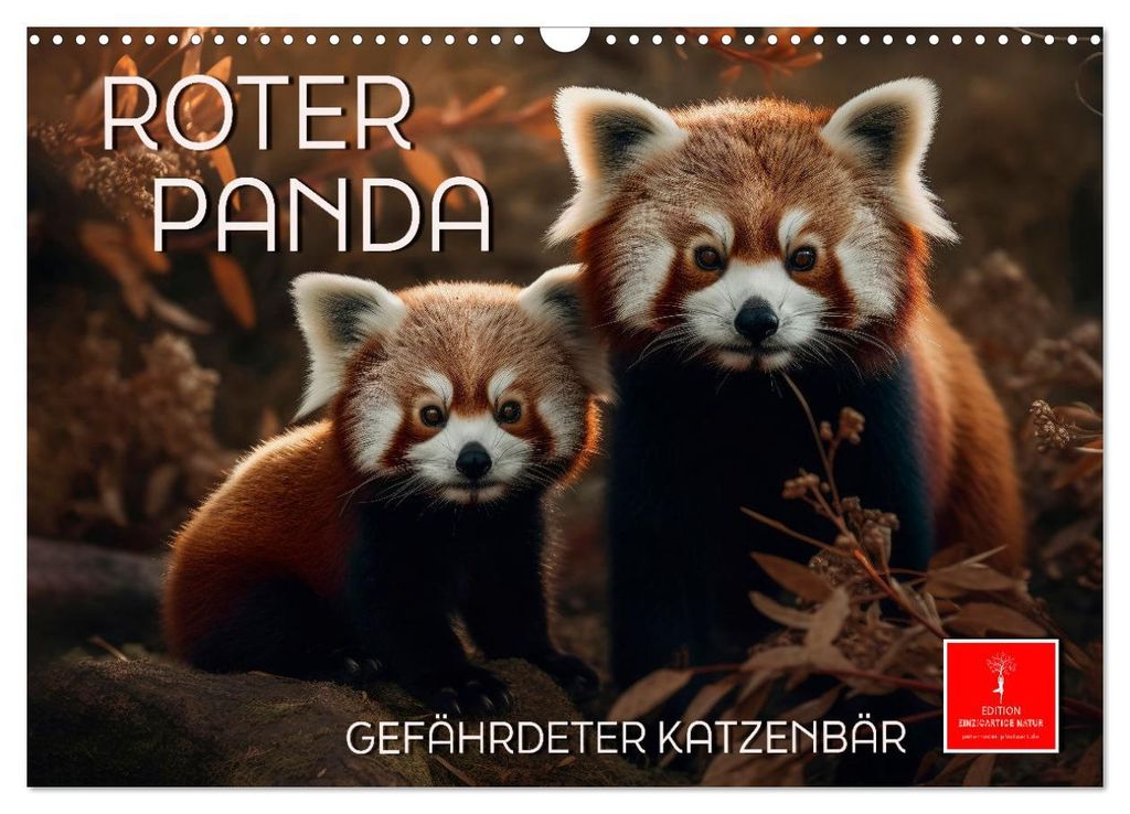 Roter Panda - gefährdeter Katzenbär (Wandkalender 2027 DIN A3 quer), CALVENDO Monatskalender