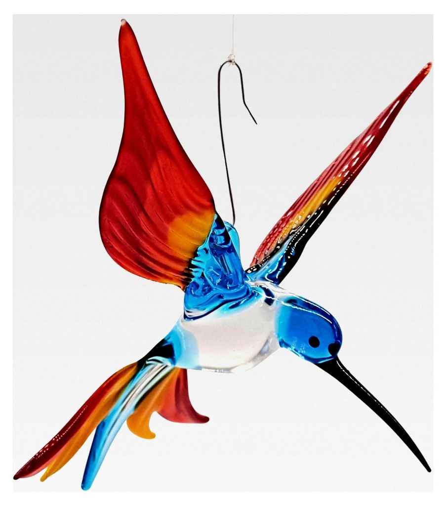 Hängevogel Kolibri (transparent/hellblau-gelb-rot)