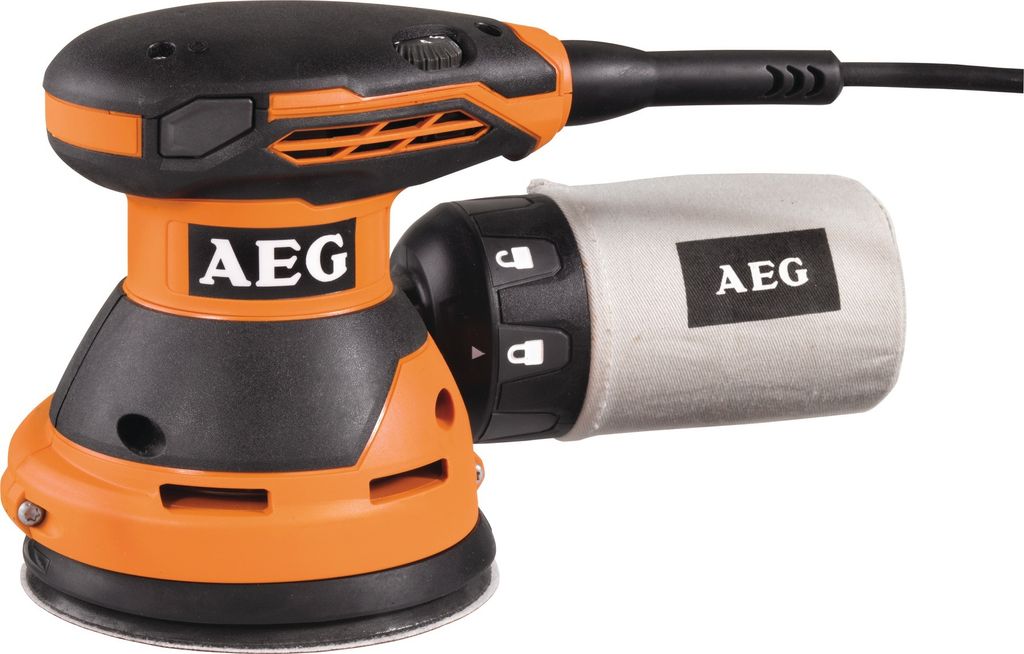 AEG EX 125 ES Orange Profi-Elektro-Exzenterschleifer, 300 Watt, 125 mm Schleiffl?che, variable Geschwindigkeit, Staubabsaugung