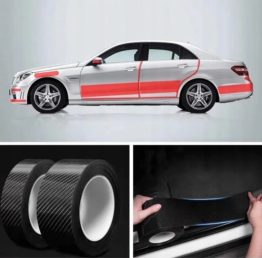 Bande anti-collision en carbone 10cm x 5m pour protection de carrosserie