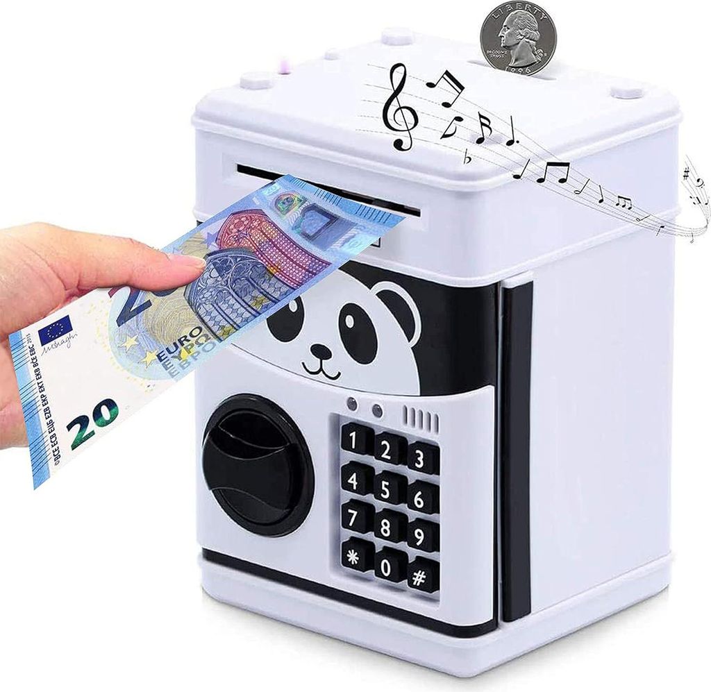 Elektronisches Sparschwein mit Passwort, Mini-Geldautomaten-Safe für Kinder, Geburtstags- und Weihnachtsgeschenk für Jungen und Mädchen (Panda)