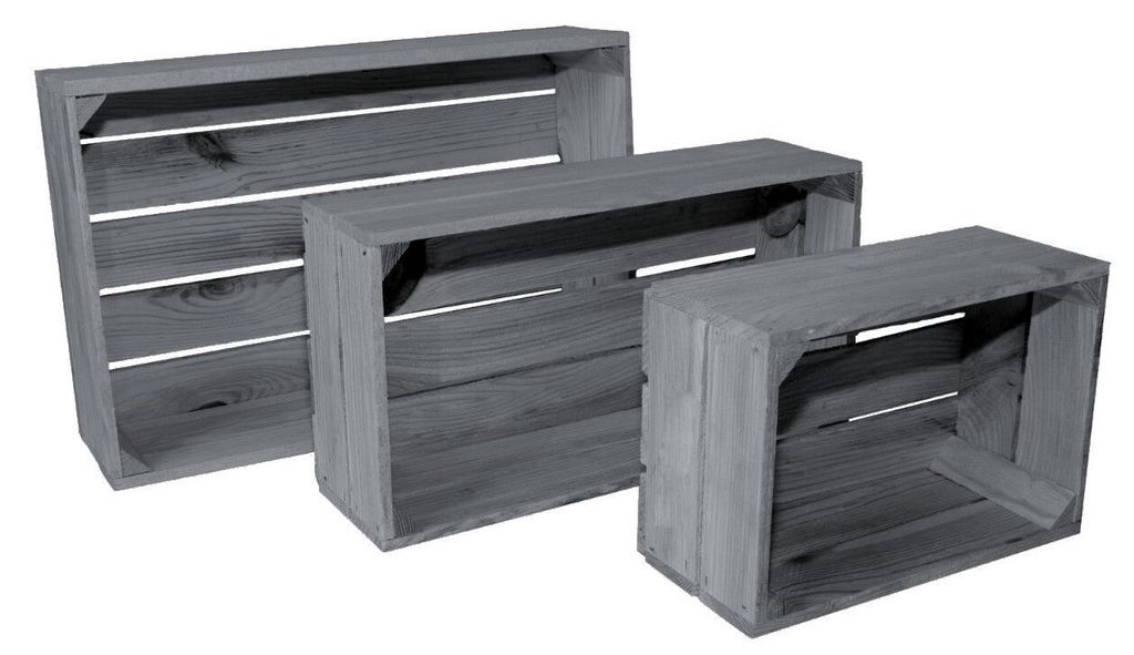 Lermowood Set aus 3 Holzkisten Nr. 3 Grau, Naturholz, Produktbild 